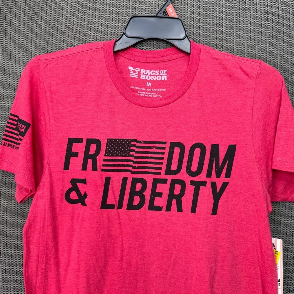 Rags Of Honor Freedom & Liberty Red Unisex Size M T-Shirt Patriotic Graphic Tee